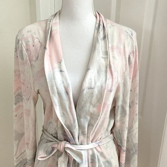 PJ Salvage Marble Print Belted Robe Sz Large Lounge Sleep PJ - Picture 4 of 11